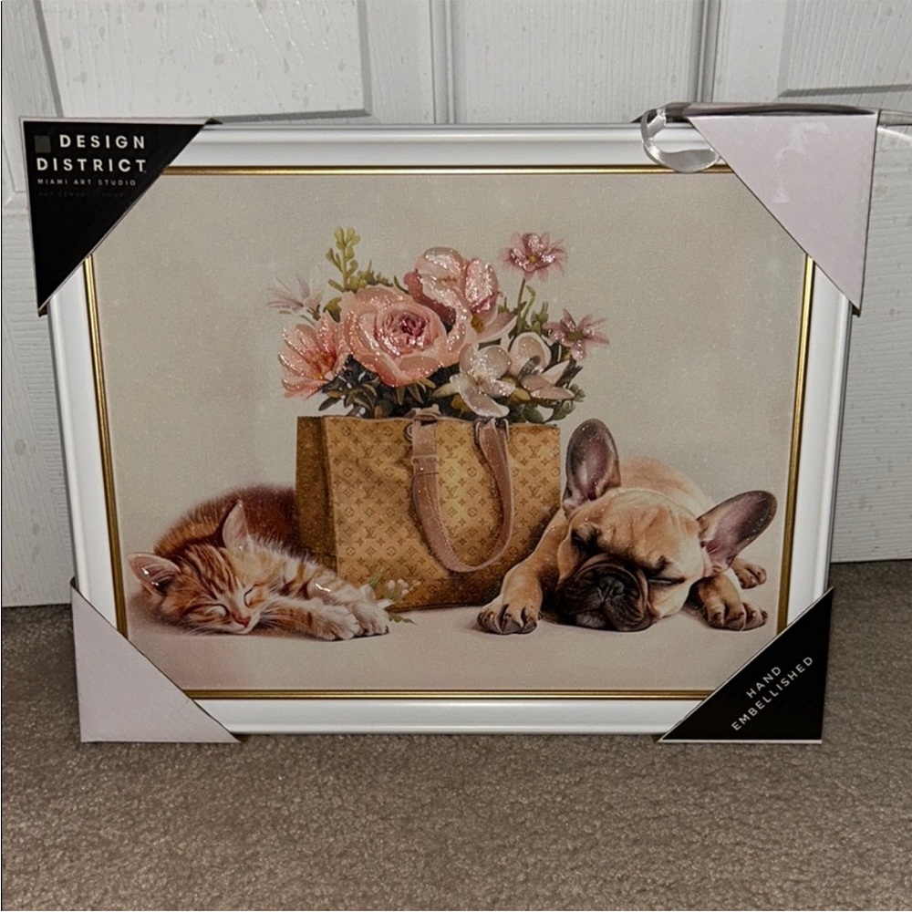 District Canvas with Pink Floral and Cream Accents